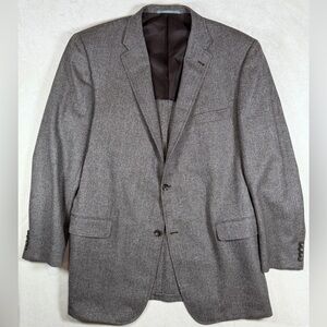 Hickey Freeman 46L USA Wool Cashmere Unlined Charcoal Birdseye Tweed Blazer